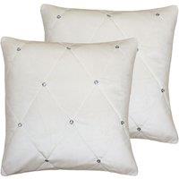 Paoletti New Diamante Twin Pack Polyester Filled Cushions Cream 55 x 55cm, Cream