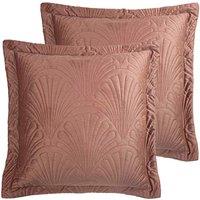 Paoletti Palmeria Twin Pack Polyester Filled Cushions Blush, Pink