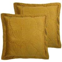 Paoletti Palmeria Twin Pack Polyester Filled Cushions Gold, Gold