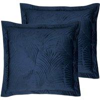 Paoletti Palmeria Twin Pack Polyester Filled Cushions Navy, Blue