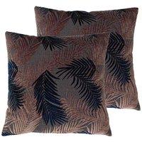 Paoletti Palm Grove Twin Pack Polyester Filled Cushions Blush/Navy, Pink