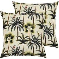 Evans Lichfield Palms Outdoor Twin Pack Polyester Filled Cushions Forest, Green