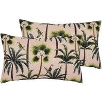 Evans Lichfield Palms Outdoor Twin Pack Polyester Filled Cushions Blush, Pink