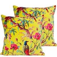 Paoletti Paradise Twin Pack Polyester Filled Cushions Acacia, Yellow