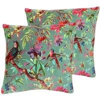 Paoletti Paradise Twin Pack Polyester Filled Cushions Mineral, Blue