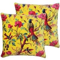 Paoletti Paradise Twin Pack Polyester Filled Cushions Yellow, Yellow