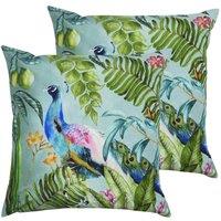 Evans Lichfield Peacock Outdoor Twin Pack Polyester Filled Cushions Multi