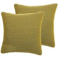 Furn. Rowan Twin Pack Polyester Filled Cushions Ochre, Yellow
