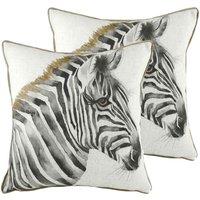 Evans Lichfield Safari Zebra Twin Pack Polyester Filled Cushions White, White