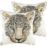 Evans Lichfield Safari Leopard Twin Pack Polyester Filled Cushions White, White