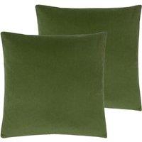 Evans Lichfield Sunningdale Twin Pack Polyester Filled Cushions Olive 50 x 50cm, Green