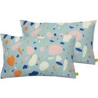 Furn. Terra Twin Pack Polyester Filled Cushions Aqua, Blue