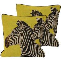 Paoletti Twin Zebra Twin Pack Polyester Filled Cushions Lime, Green
