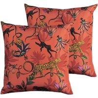 Furn. Wildlife Outdoor Twin Pack Polyester Filled Cushions Orange, Orange