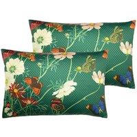 Paoletti Wild Fauna Twin Pack Polyester Filled Cushions Emerald, Green