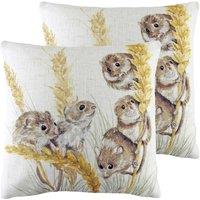 Evans Lichfield Woodland Fieldmice Twin Pack Polyester Filled Cushions Multi, Multi