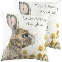 Evans Lichfield Woodland Hare Thoughts Twin Pack Polyester Filled Cushions Multi, Multi