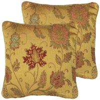Paoletti Zurich Twin Pack Polyester Filled Cushions Gold 55 x 55cm, Gold
