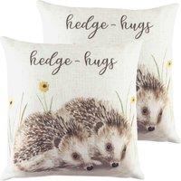 Evans Lichfield Woodland Hedgehugs Twin Pack Polyester Filled Cushions Multi, Multi