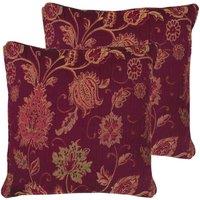 Paoletti Zurich Twin Pack Polyester Filled Cushions Burgundy 45 x 45cm, Red