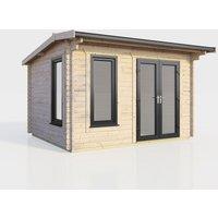 Power 12x8 Apex Log Cabin - Right Hand Door, Brown