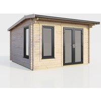 Power 12x10 Apex Log Cabin - Right Hand Door, Brown