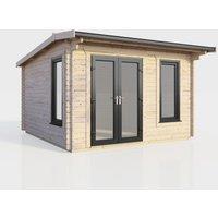 Power 12x10 Apex Log Cabin - Left Hand Door, Brown