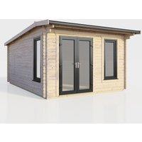 Power 12x14 Apex Log Cabin - Left Hand Door, Brown