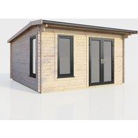 Power 14x12 Apex Log Cabin - Right Hand Door, Brown