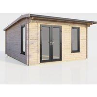 Power 14x14 Apex Log Cabin - Left Hand Door, Brown
