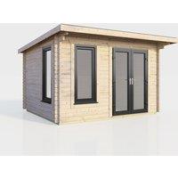 Power 12x8 Pent Log Cabin - Right Hand Door, Brown