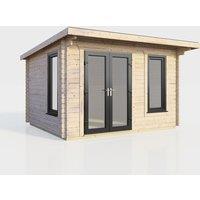 Power 12x8 Pent Log Cabin - Left Hand Door, Brown