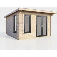 Power 12x10 Pent Log Cabin - Right Hand Door, Brown