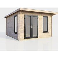 Power 12x10 Pent Log Cabin - Left Hand Door, Brown