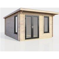 Power 12x12 Pent Log Cabin - Left Hand Door, Brown