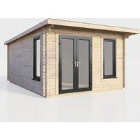 Power 12x14 Pent Log Cabin - Left Hand Door, Brown