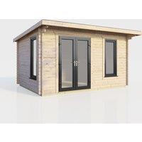 Power 14x8 Pent Log Cabin - Left Hand Door, Brown