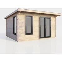 Power 14x10 Pent Log Cabin - Right Hand Door, Brown