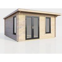 Power 14x12 Pent Log Cabin - Left Hand Door, Brown