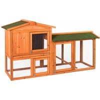 Lassic Pet Vida 2-tier Double Wooden Pet Hutch House With Run Cage And Sliding Tray, Brown