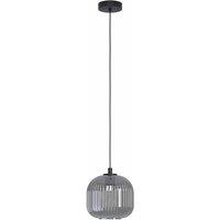 Eglo Rounded Textured Black Glass Single Pendant, Black