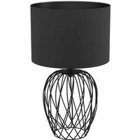 Eglo Modern Table Lamp With Black Fabric Shade, Black