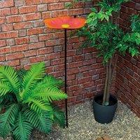St Helens Metal Bird Feeder Stand - Red Flower