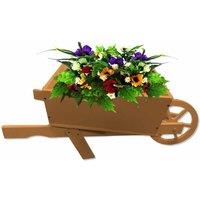 Groundlevel Farmyard Style Wooden Wheelbarrow Planter - Brown, Brown