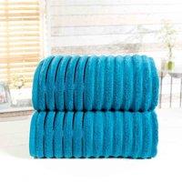 Rapport Home Furnishings 550 gsm Ribbed Towel Bale - 2 Piece - Teal, Blue