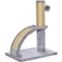 PawHut Cat Tree Activity Center With Scratching Massage Board And Hanging Ball, Grey