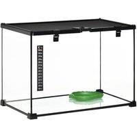 PawHut Glass Reptile Terrarium Habitats For Lizards/Frogs/Snake - 50 X 30 X 35cm, Black