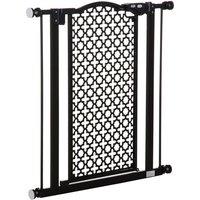 PawHut 74-80 cm Pressure Fit Double Locking Pet Stair Gate - Black, Black