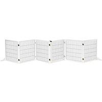 PawHut Freestanding 6 Panel Pet Dog Foldable Wooden Gate, White