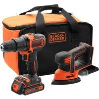 Black & Decker Black & Decker 18V Twin Kit. Combi Drill & Mouse Sander, Orange